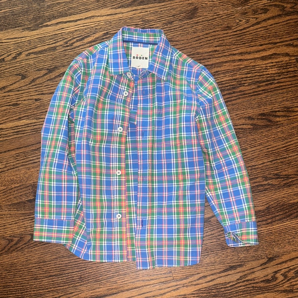 Mini Boden Boy’s Multicolor Plaid Button Down Shirt